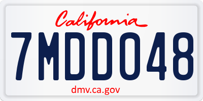CA license plate 7MDD048