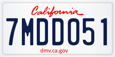 CA license plate 7MDD051