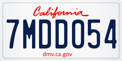CA license plate 7MDD054