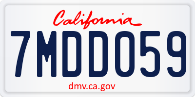 CA license plate 7MDD059