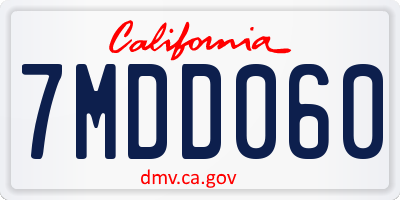 CA license plate 7MDD060