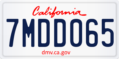 CA license plate 7MDD065