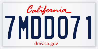 CA license plate 7MDD071