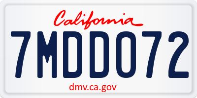 CA license plate 7MDD072