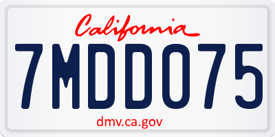 CA license plate 7MDD075
