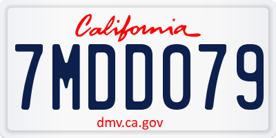CA license plate 7MDD079