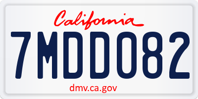 CA license plate 7MDD082