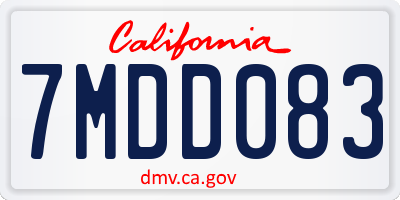 CA license plate 7MDD083