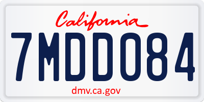 CA license plate 7MDD084