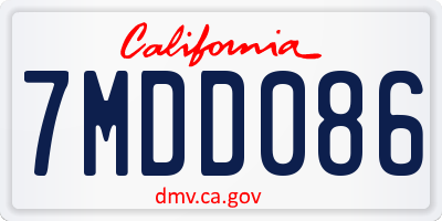 CA license plate 7MDD086