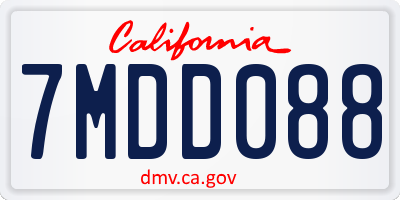 CA license plate 7MDD088