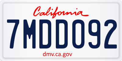 CA license plate 7MDD092