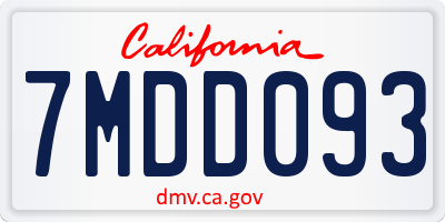 CA license plate 7MDD093