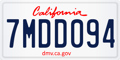 CA license plate 7MDD094