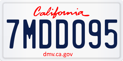 CA license plate 7MDD095