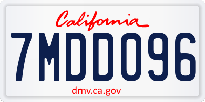 CA license plate 7MDD096