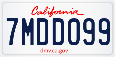 CA license plate 7MDD099