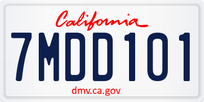 CA license plate 7MDD101