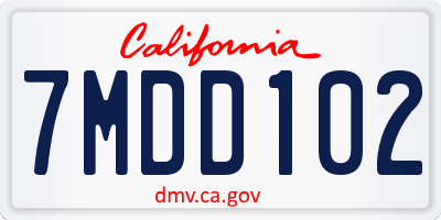 CA license plate 7MDD102