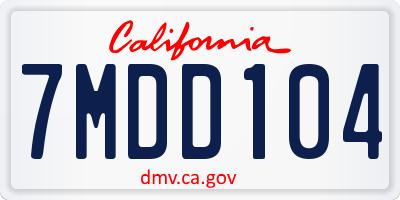 CA license plate 7MDD104