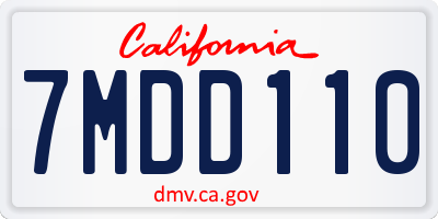 CA license plate 7MDD110