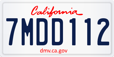 CA license plate 7MDD112
