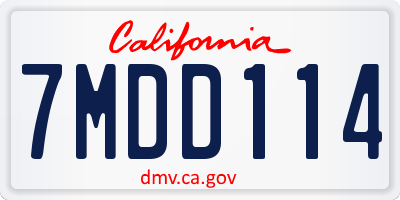 CA license plate 7MDD114