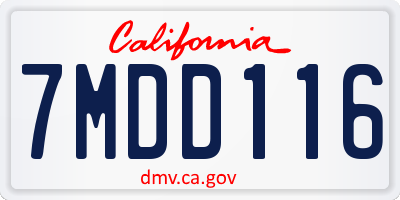 CA license plate 7MDD116
