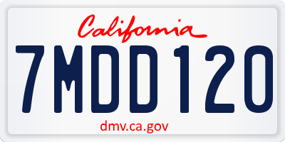 CA license plate 7MDD120