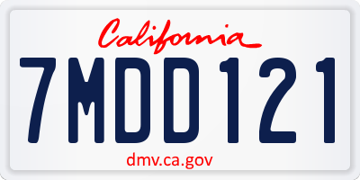 CA license plate 7MDD121