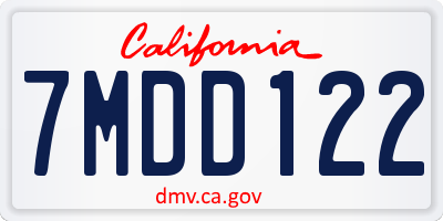 CA license plate 7MDD122