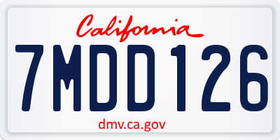 CA license plate 7MDD126