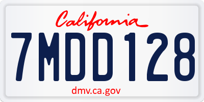 CA license plate 7MDD128
