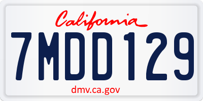 CA license plate 7MDD129