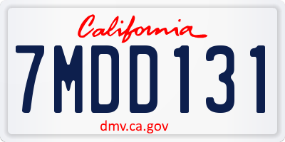 CA license plate 7MDD131