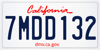 CA license plate 7MDD132