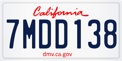 CA license plate 7MDD138