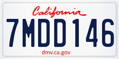 CA license plate 7MDD146