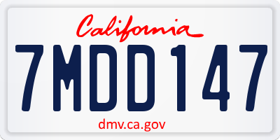 CA license plate 7MDD147