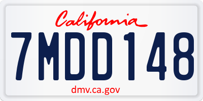 CA license plate 7MDD148