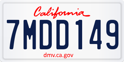 CA license plate 7MDD149