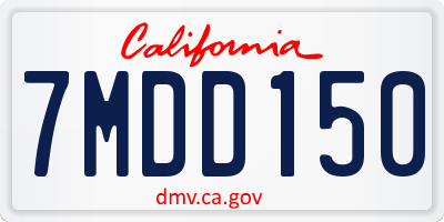 CA license plate 7MDD150