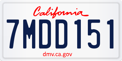 CA license plate 7MDD151