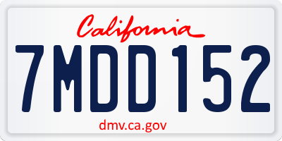 CA license plate 7MDD152