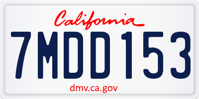CA license plate 7MDD153