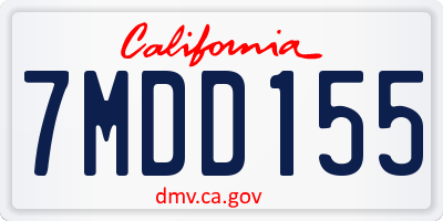 CA license plate 7MDD155