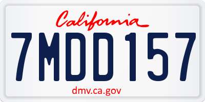 CA license plate 7MDD157