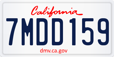 CA license plate 7MDD159