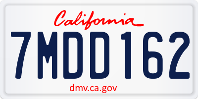 CA license plate 7MDD162