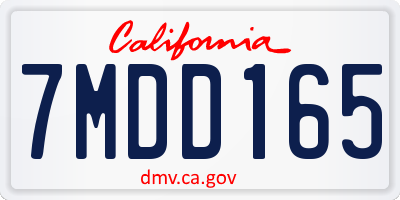 CA license plate 7MDD165